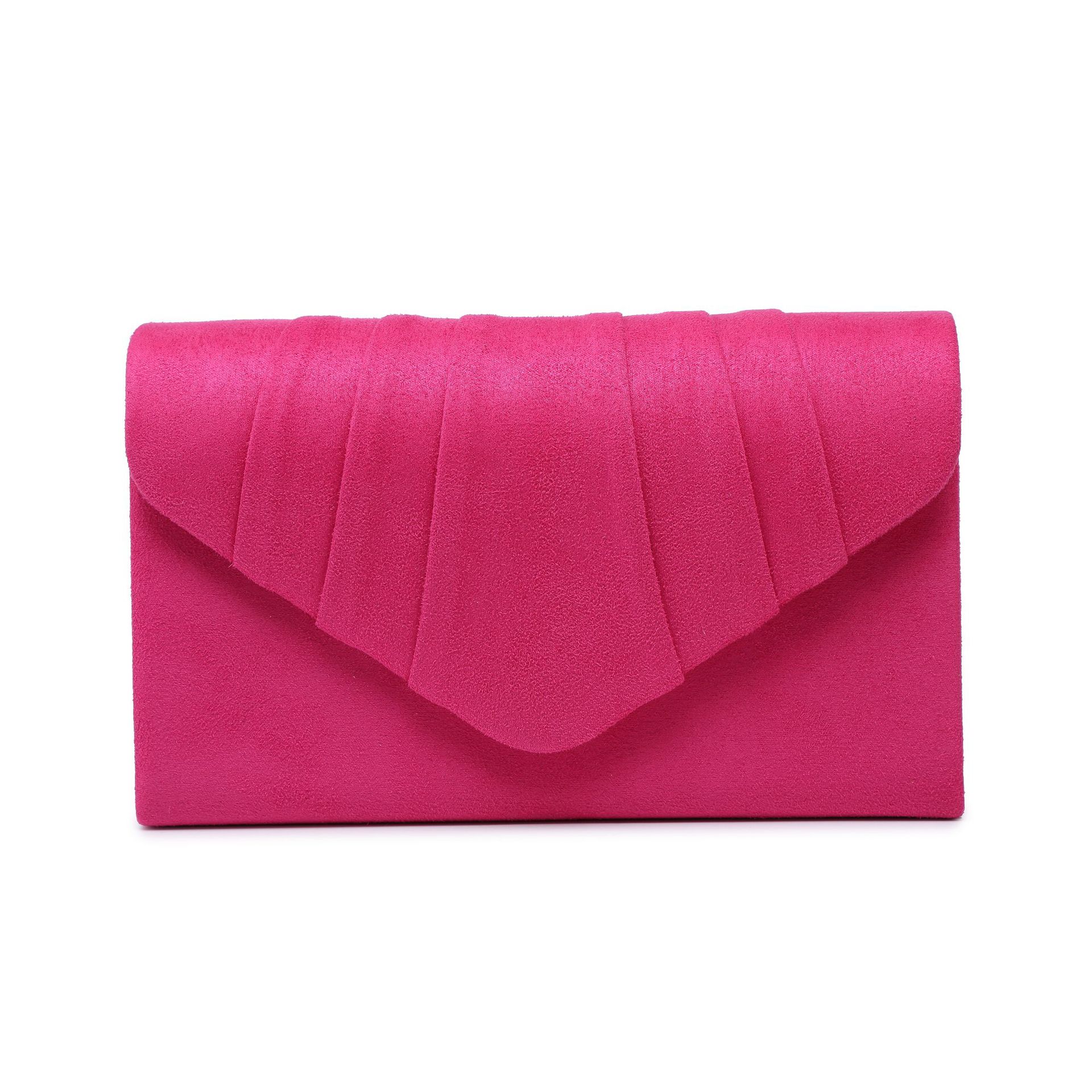 Women's Suede Pleated Clutch Bag Envelope with Flap Closure