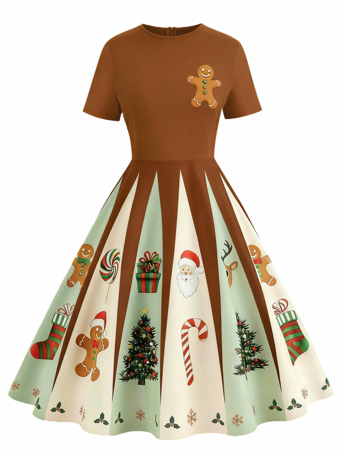 1950s Christmas Gingerbread Swing Dress - vintage dress, retro fashion, rockabilly