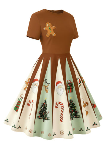 1950s Christmas Gingerbread Swing Dress - vintage dress, retro fashion, rockabilly