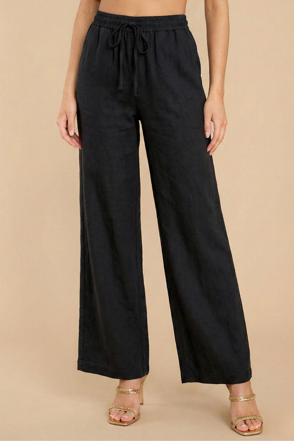 Women’s Casual Loose Fit Wide Leg Summer Trousers with Drawstring Waist