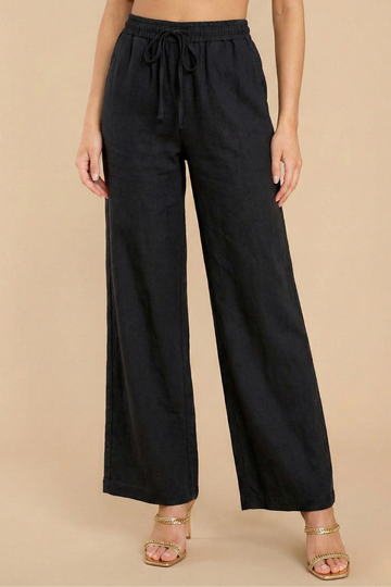 Damen lässige Sommerhose mit weitem Bein, lockerer Passform und Kordelzug in der Taille