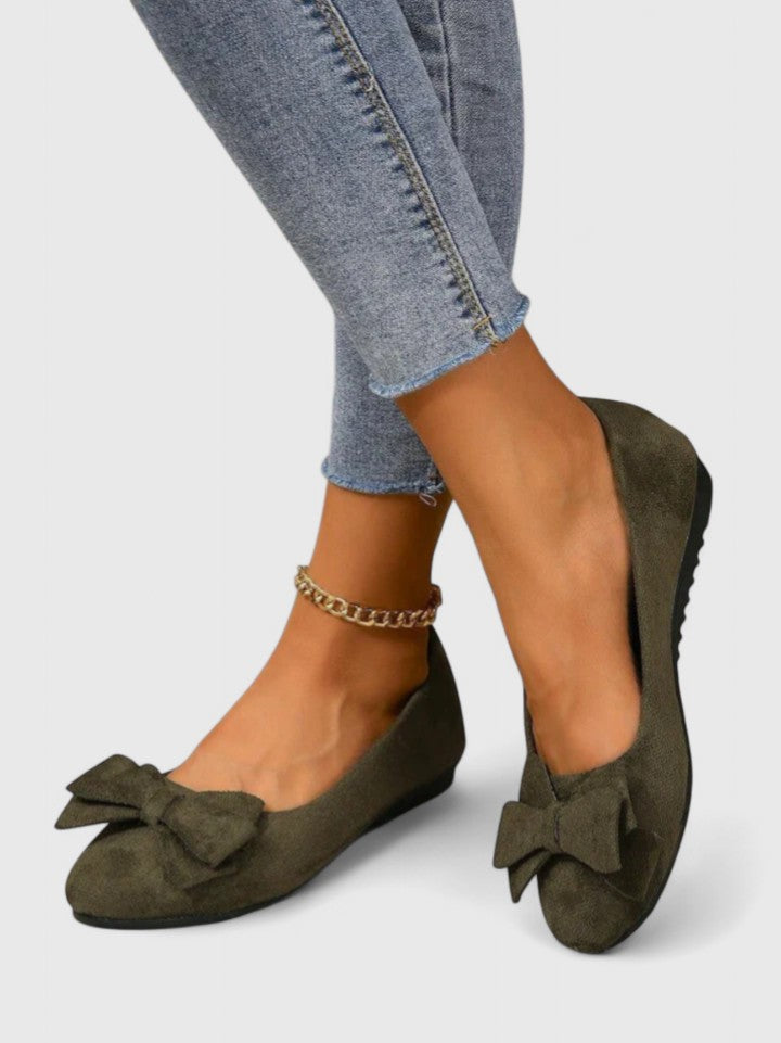 Women's Suede Flats Orthopedic Bow Toe