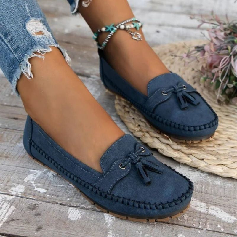 Memory Foam Loafers with Contoured Arch Support and Bow Detail