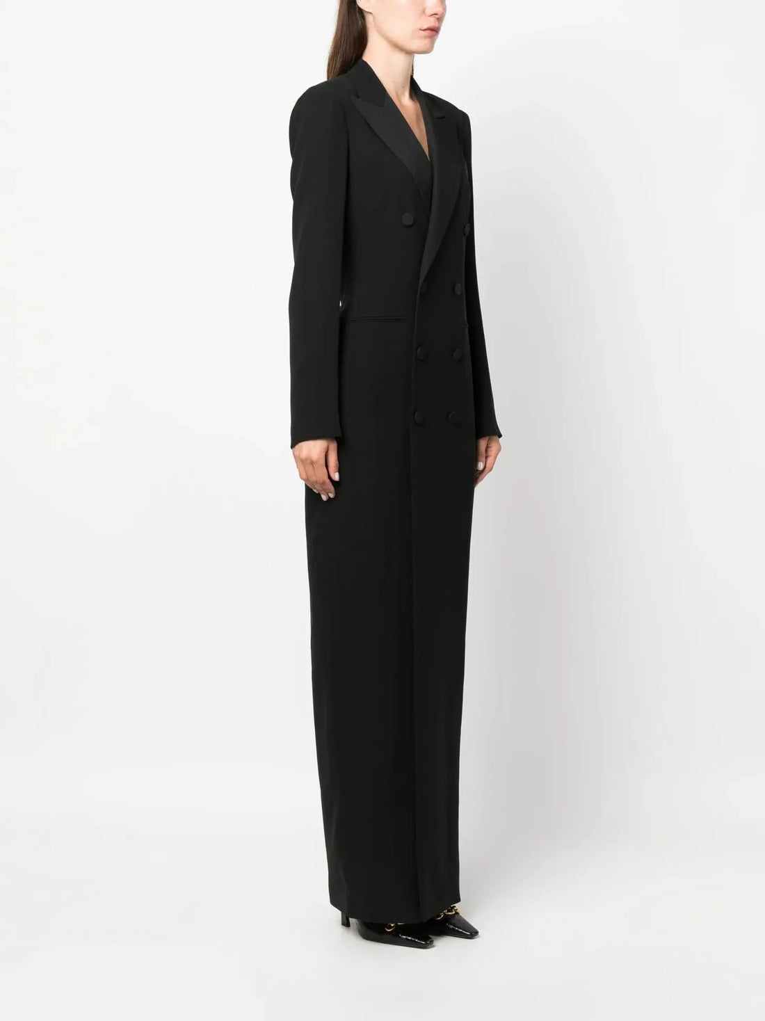 Women's Tailored Double Breasted Long Sleeve Lapel Blazer Maxi Dress