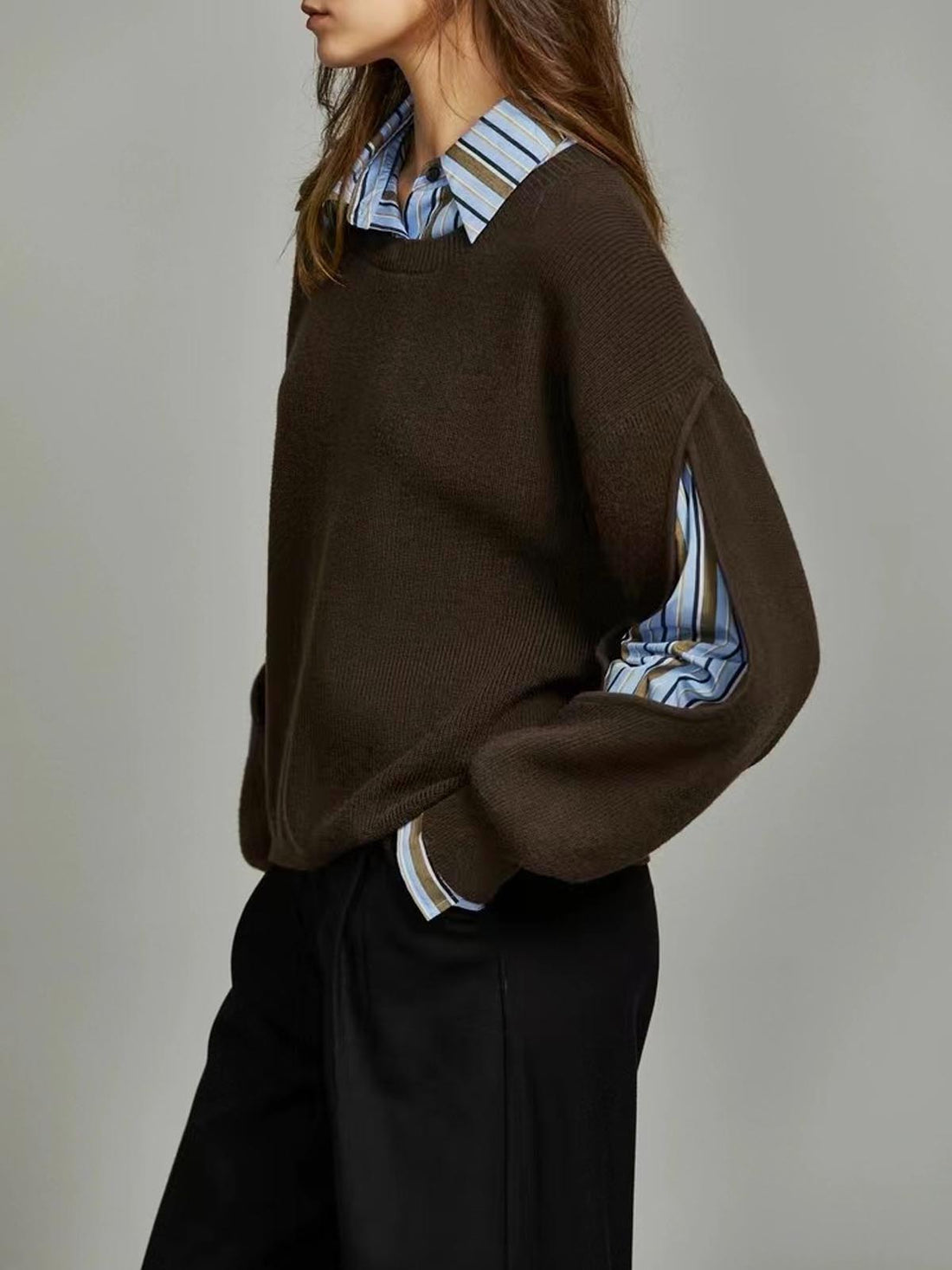 Shift Fit Knit Top with Colorblock Cutout Panels and Medium Stretch
