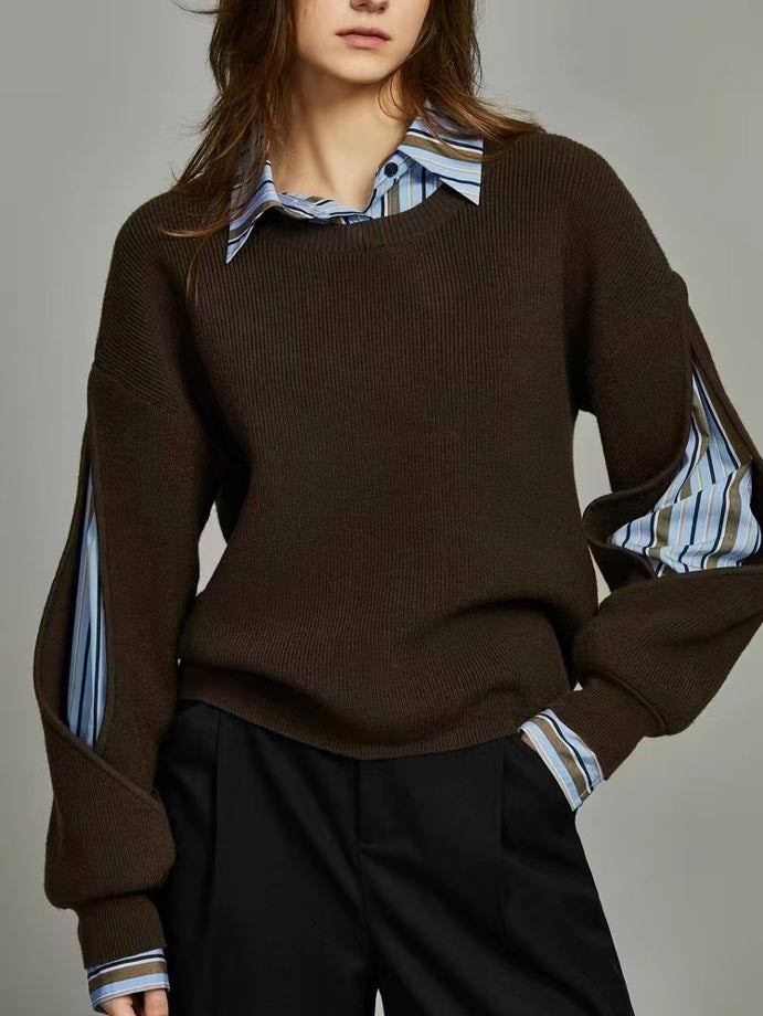 Shift Fit Knit Top with Colorblock Cutout Panels and Medium Stretch