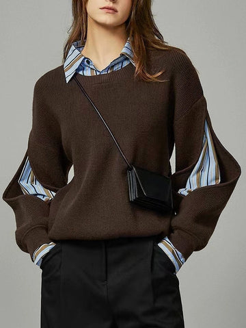 Shift Fit Knit Top with Colorblock Cutout Panels and Medium Stretch