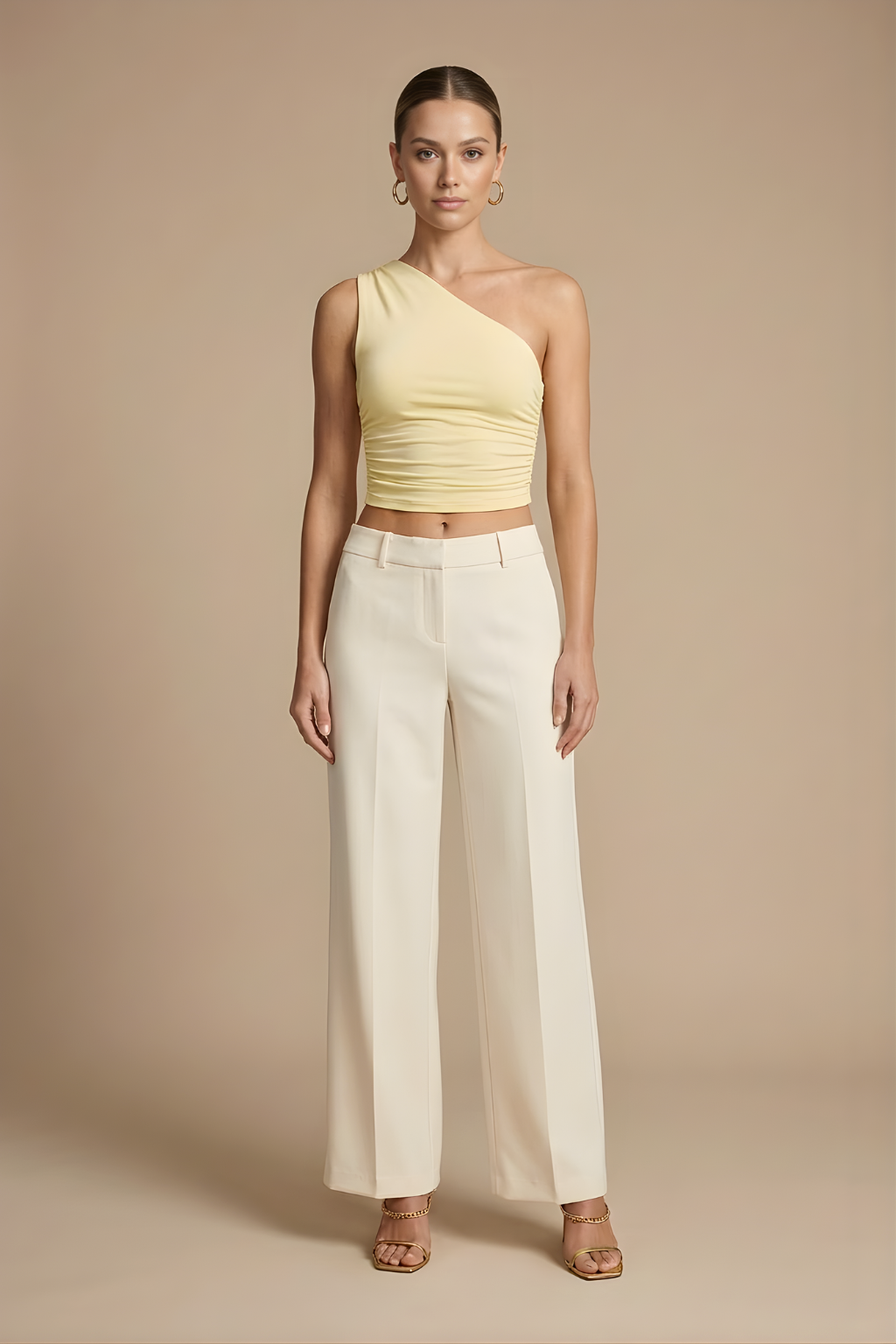 Damen One-Shoulder ärmelloses Top mit geraffter Seitenpartie