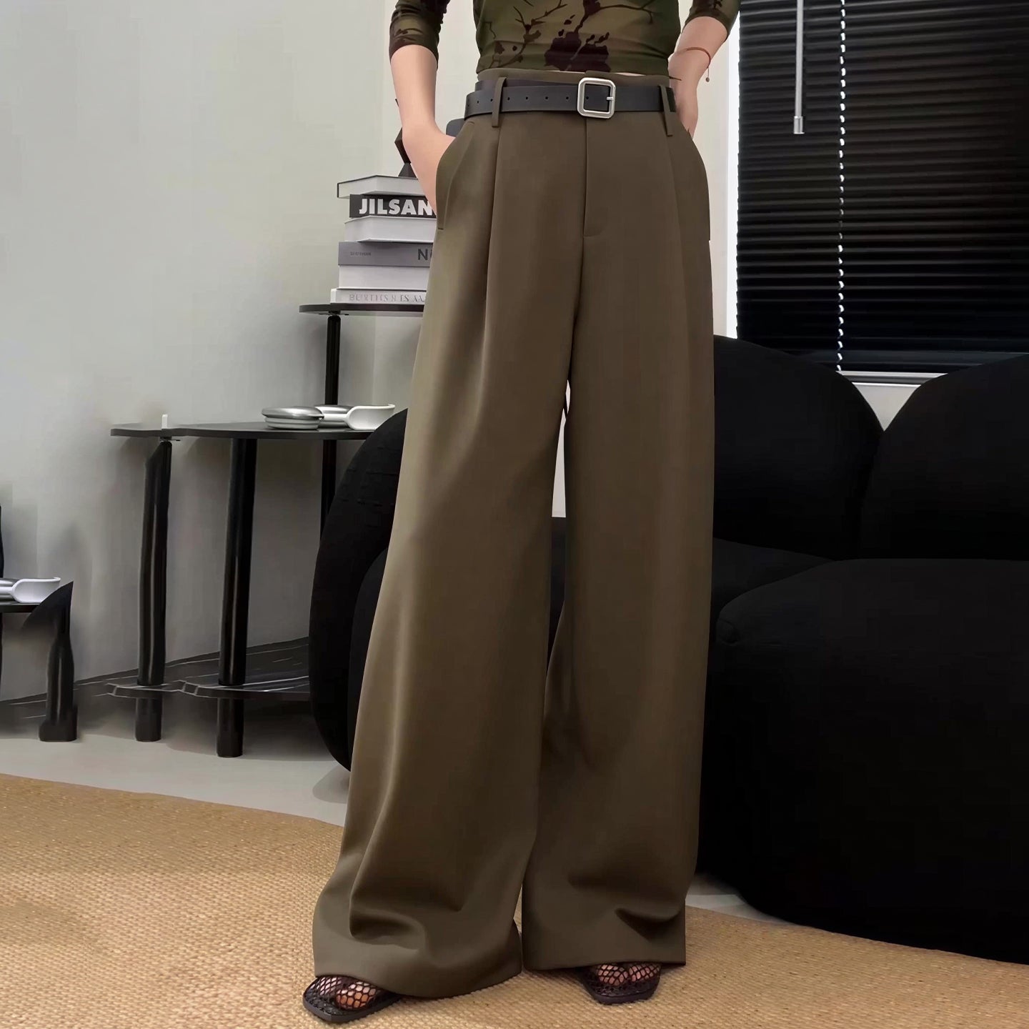 Women’s Wide Leg Pants - High Waist - Full Length - Tailored Fit - Clean Front Design