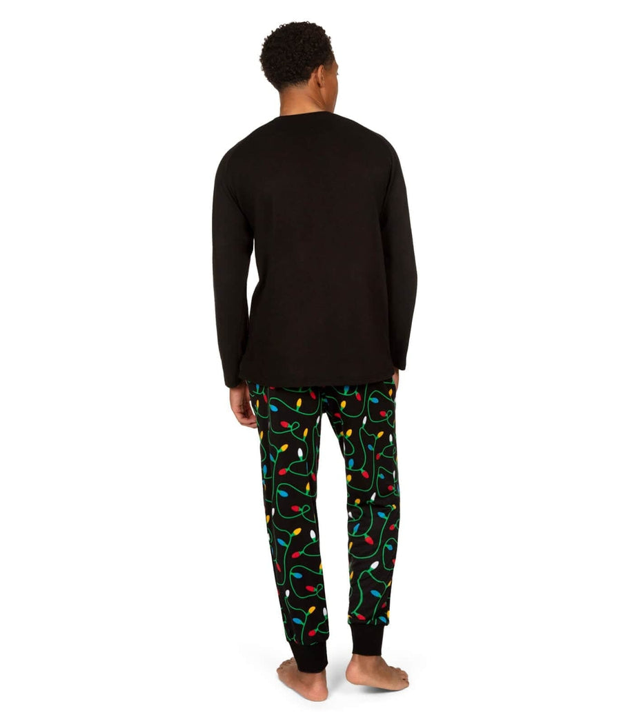 Men's Christmas Pajamas with String Light Print and Relaxed Fit