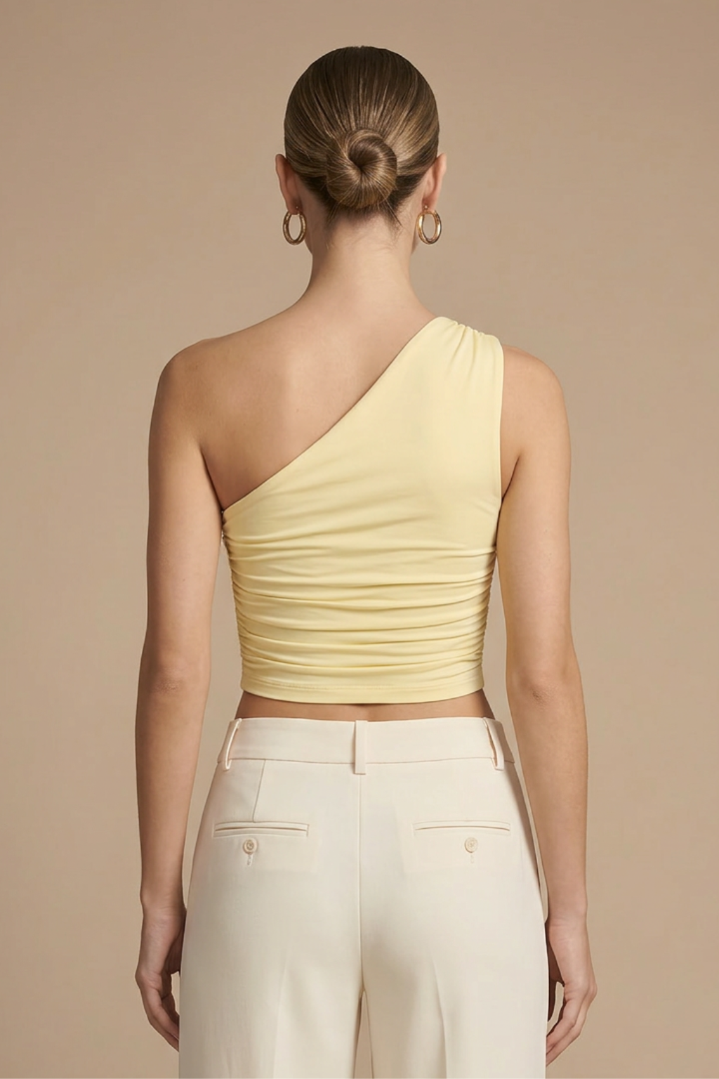 Damen One-Shoulder ärmelloses Top mit geraffter Seitenpartie