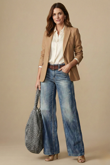 Damen-Trend-Jeans mit hoher Taille und weitem Bein – Vintage-inspirierte Silhouette