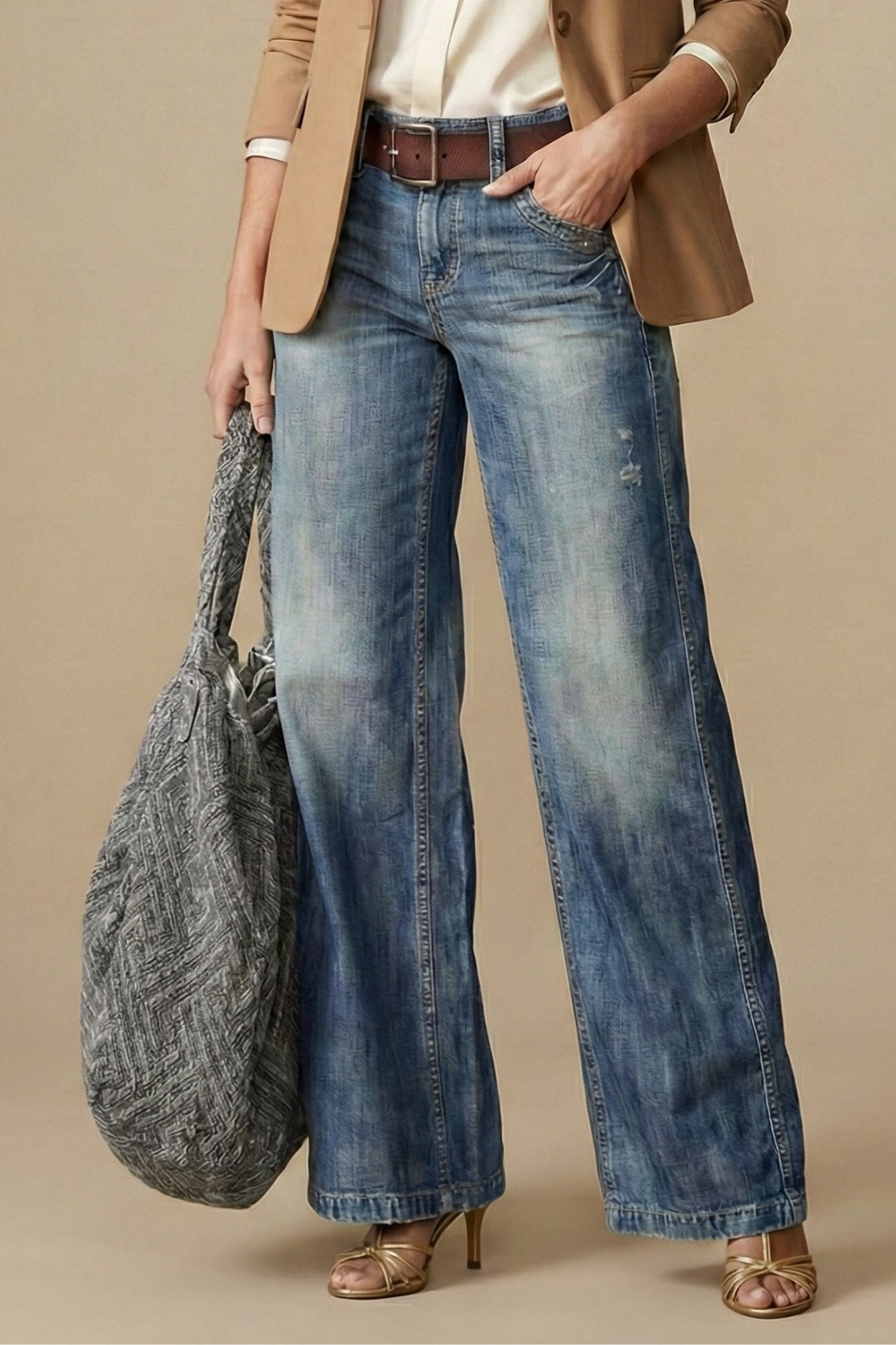 Women’s Trendy High-Waisted Wide-Leg Jeans – Vintage-Inspired Silhouette
