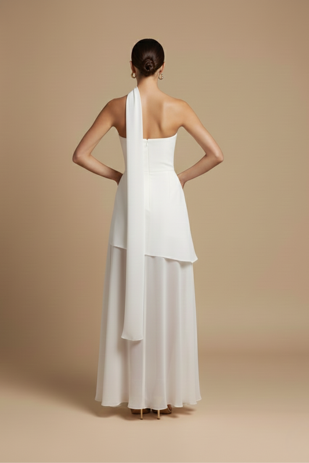 Women’s Strapless High-Slit Maxi Dress - Asymmetric Hem - Elegant Evening Silhouette - Statement Occasion Dress