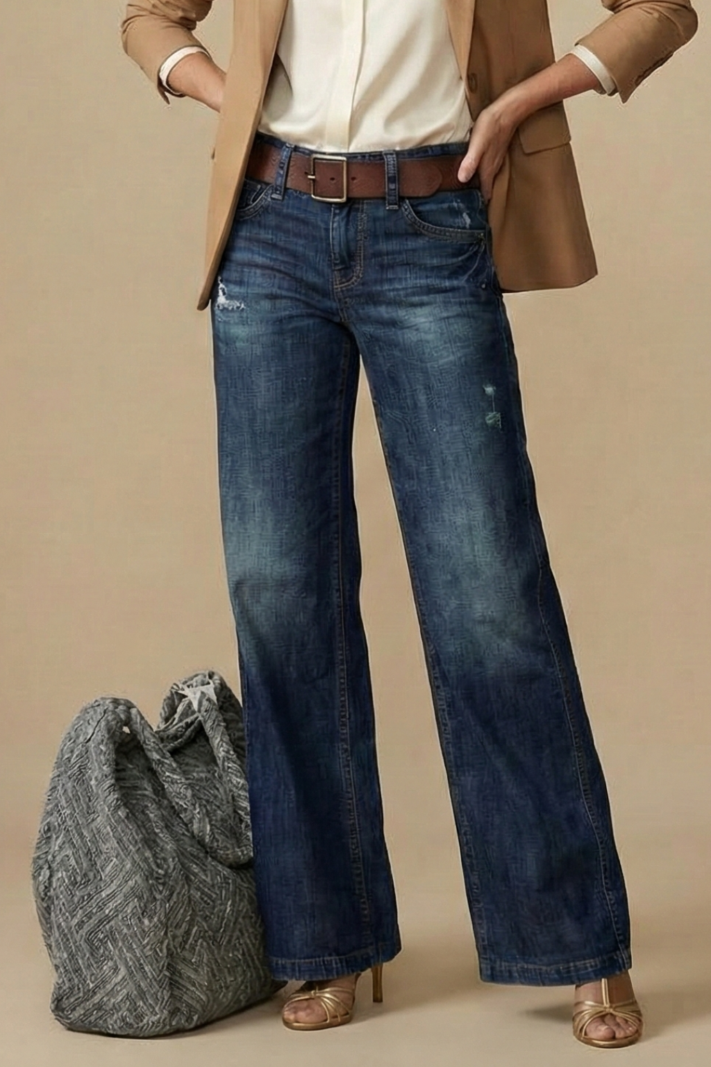 Women’s Trendy High-Waisted Wide-Leg Jeans – Vintage-Inspired Silhouette