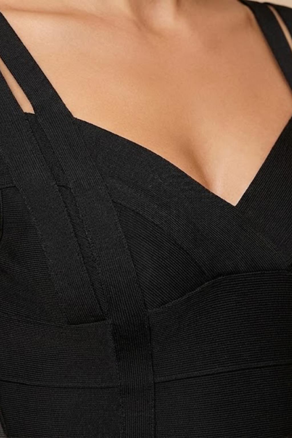 Women’s Bandage Midi Dress - Off-Shoulder Straps - Body-Hugging Fit - Elegant Evening Dress