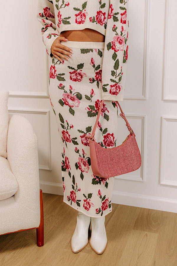 Rose Garden Stroll High Waist Knit Midi Skirt Image 1