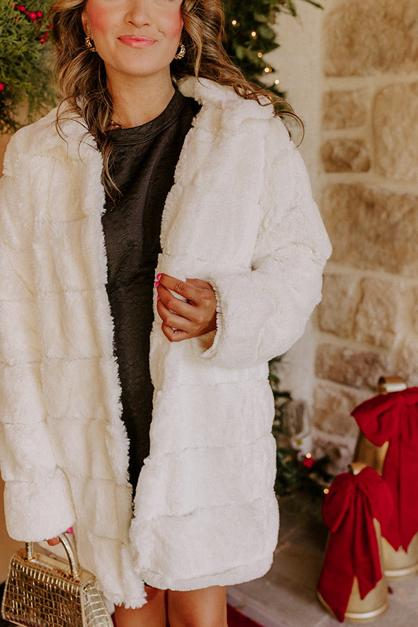 Uptown Charm Faux Fur Coat in Ivory