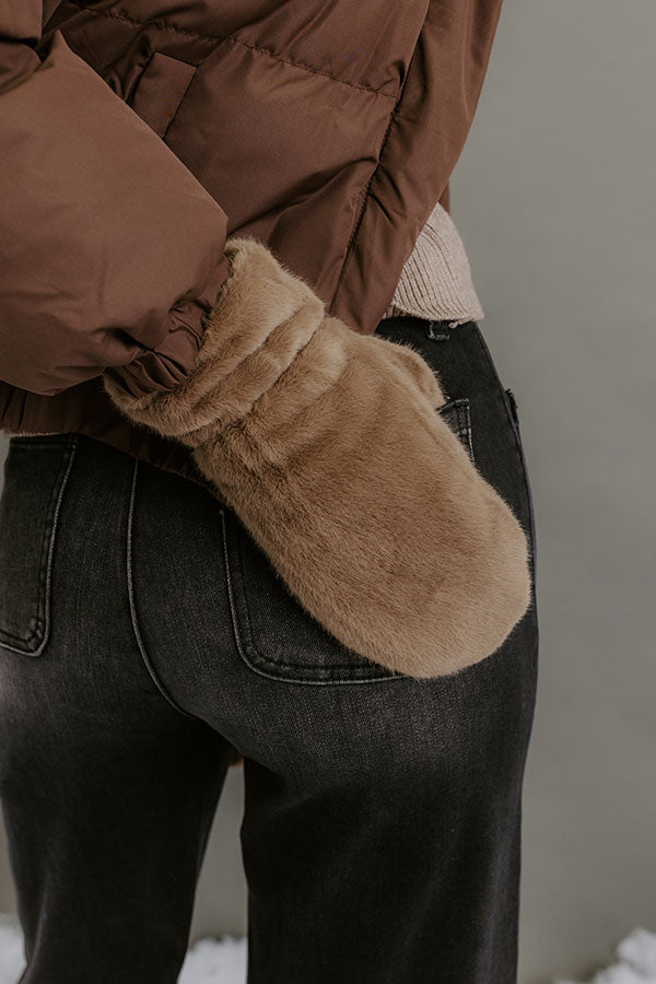 Faux Fur Mittens with Elastic Cuff and Heat-Trapping Lining