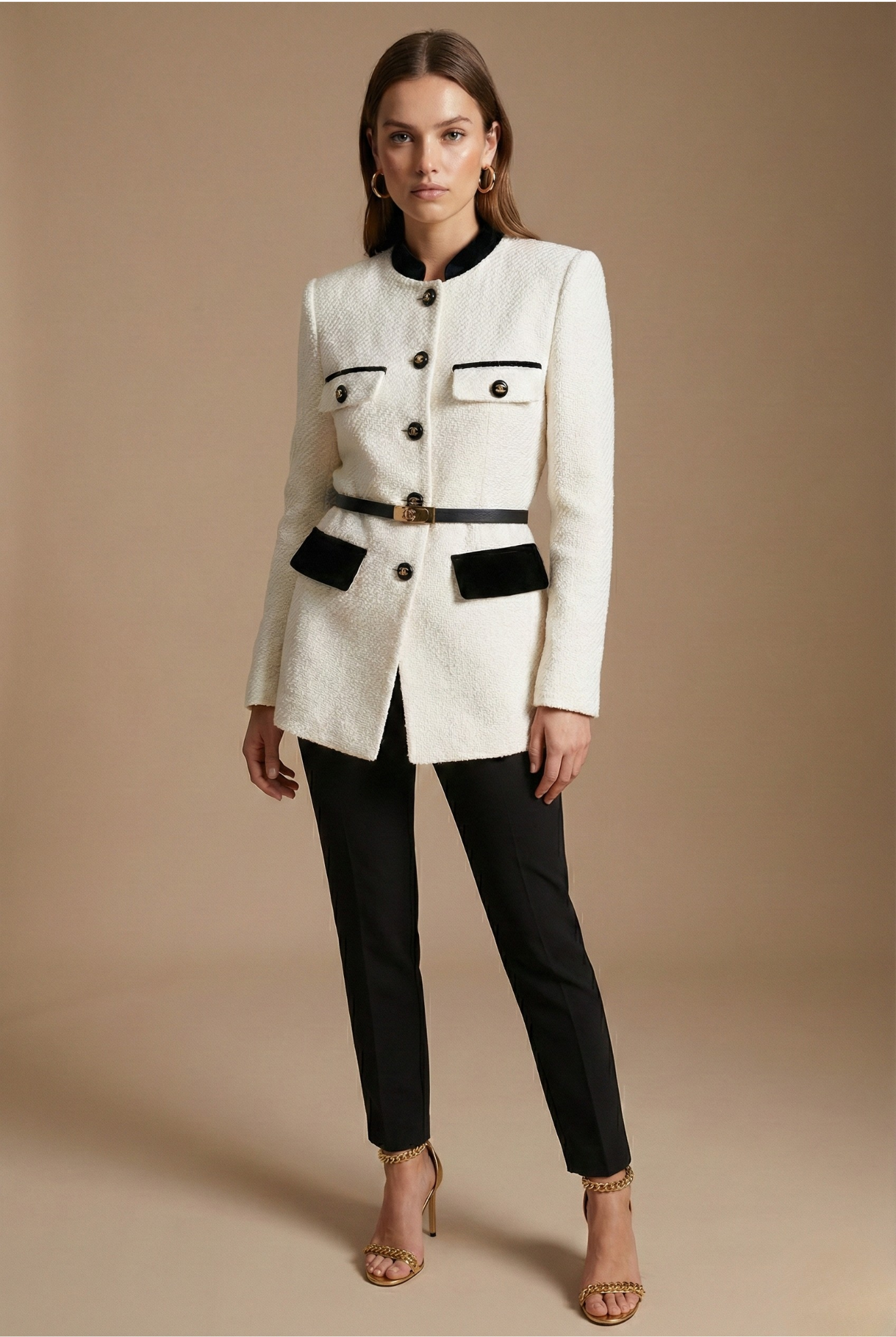Women’s Tailored Textured Blazer with Contrast Trim