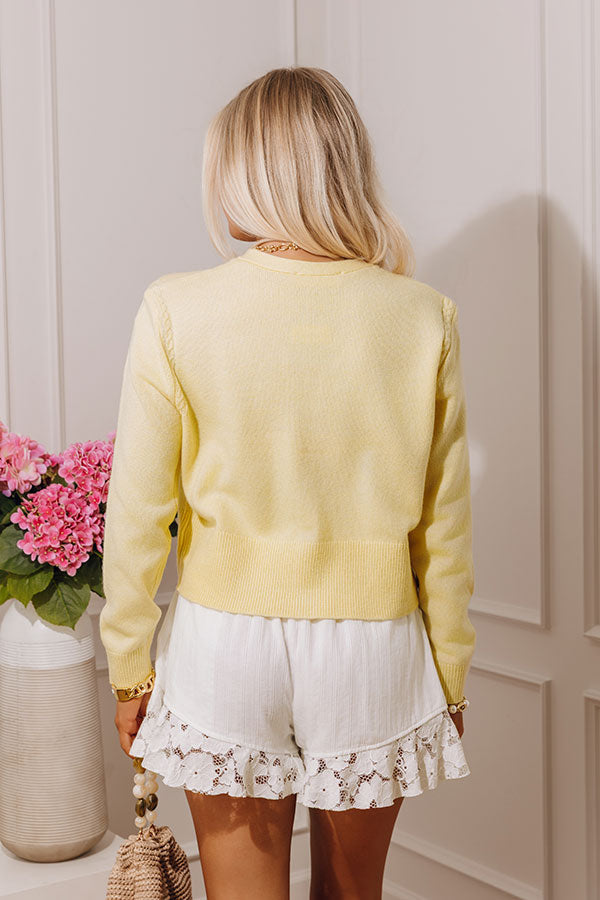 Cable Knit Cardigan with Long Sleeves and Ribbed Edges, V Neckline Button Front