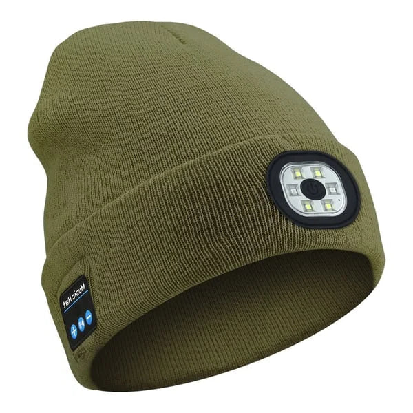 LED Beanie with Bluetooth Speakers and Detachable Light Module