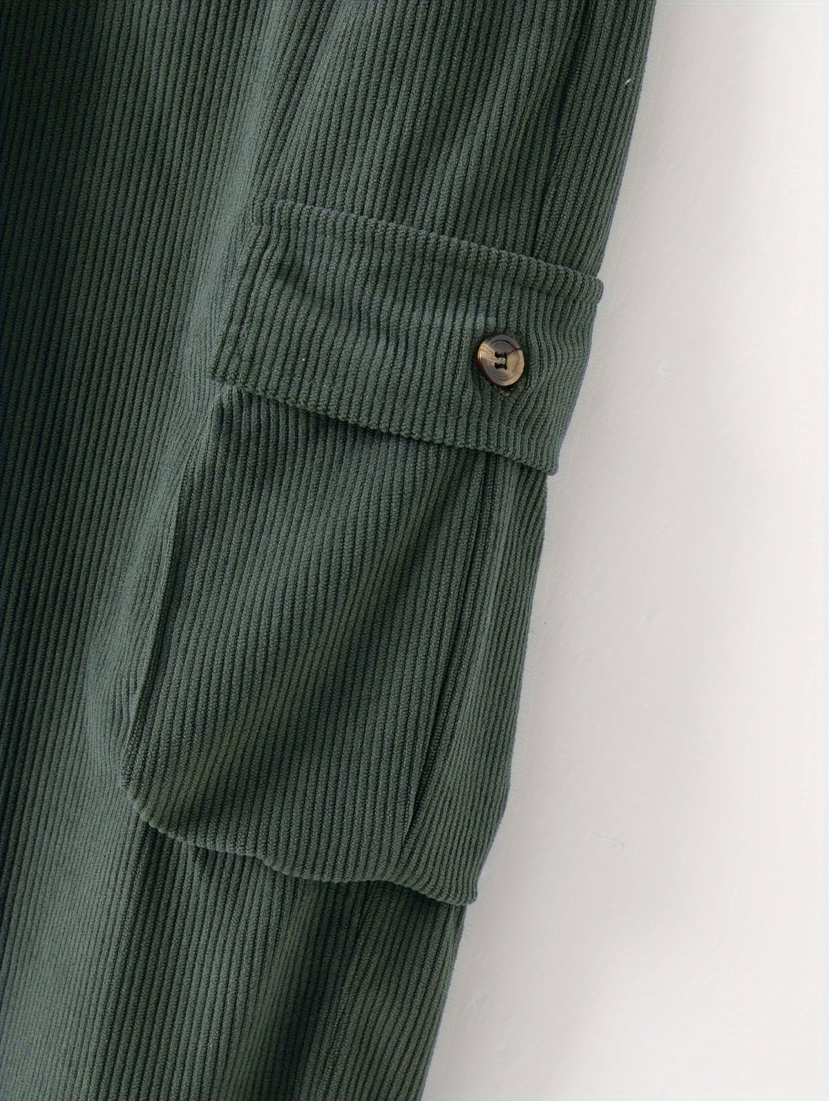 Relaxed Fit Cargo Pants with Deep Pockets and Button Elastic Waist