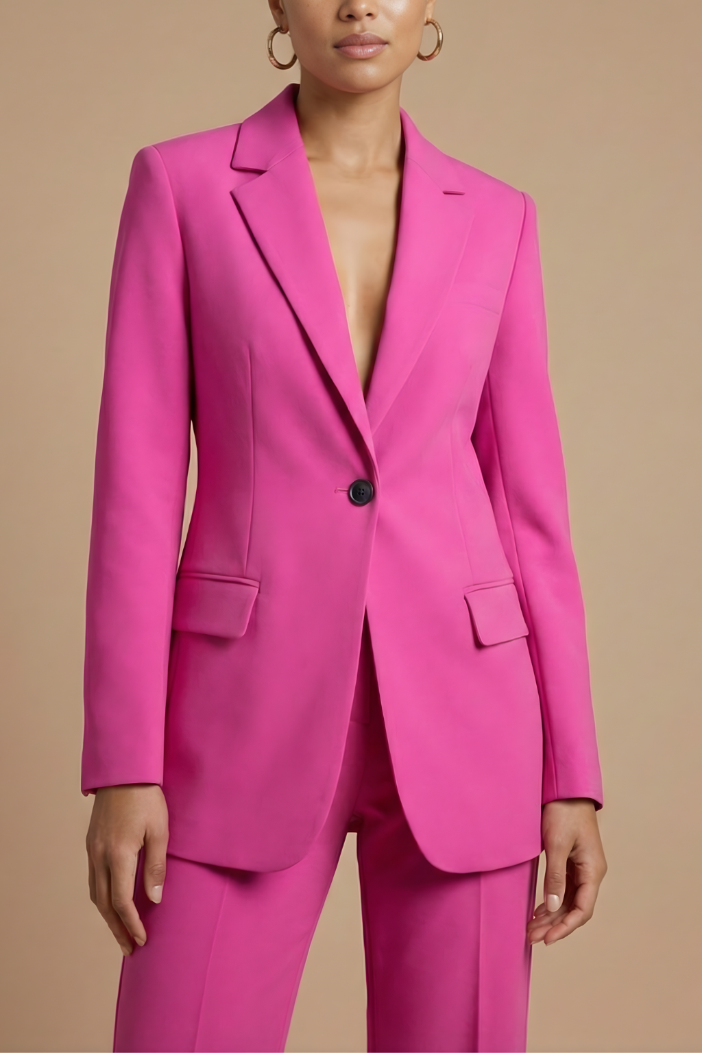 Women’s Two Piece Suit with Long Sleeve Blazer and Straight Leg Pants