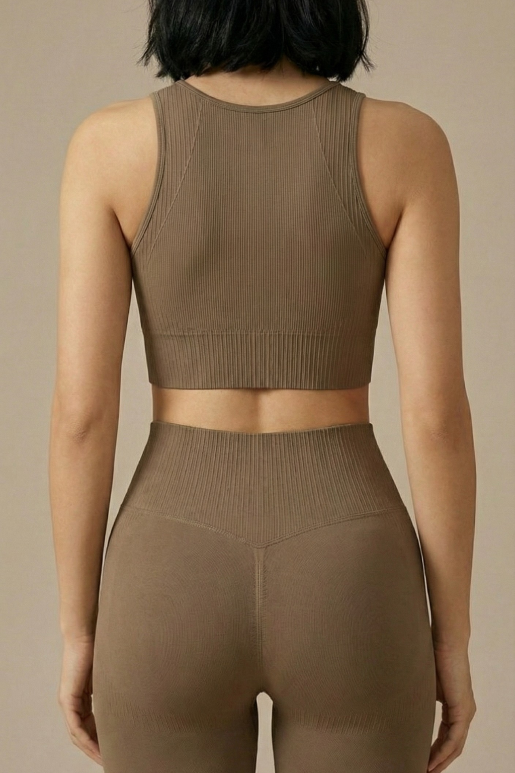 Two Piece Seamless Lifting Set - Slim Fit High Rise Sleeveless Crop Top Leggings Outfit