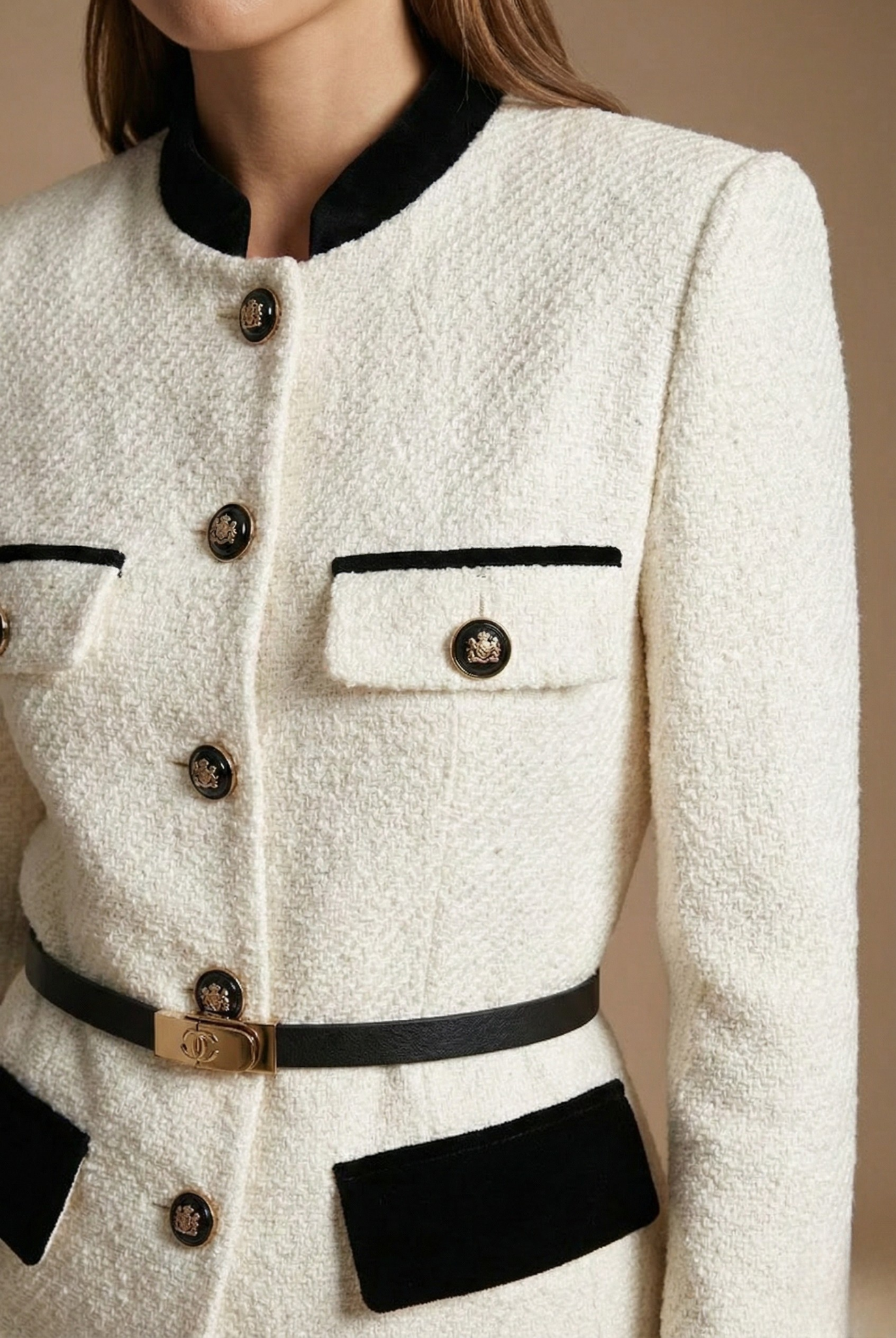 Women’s Tailored Textured Blazer with Contrast Trim