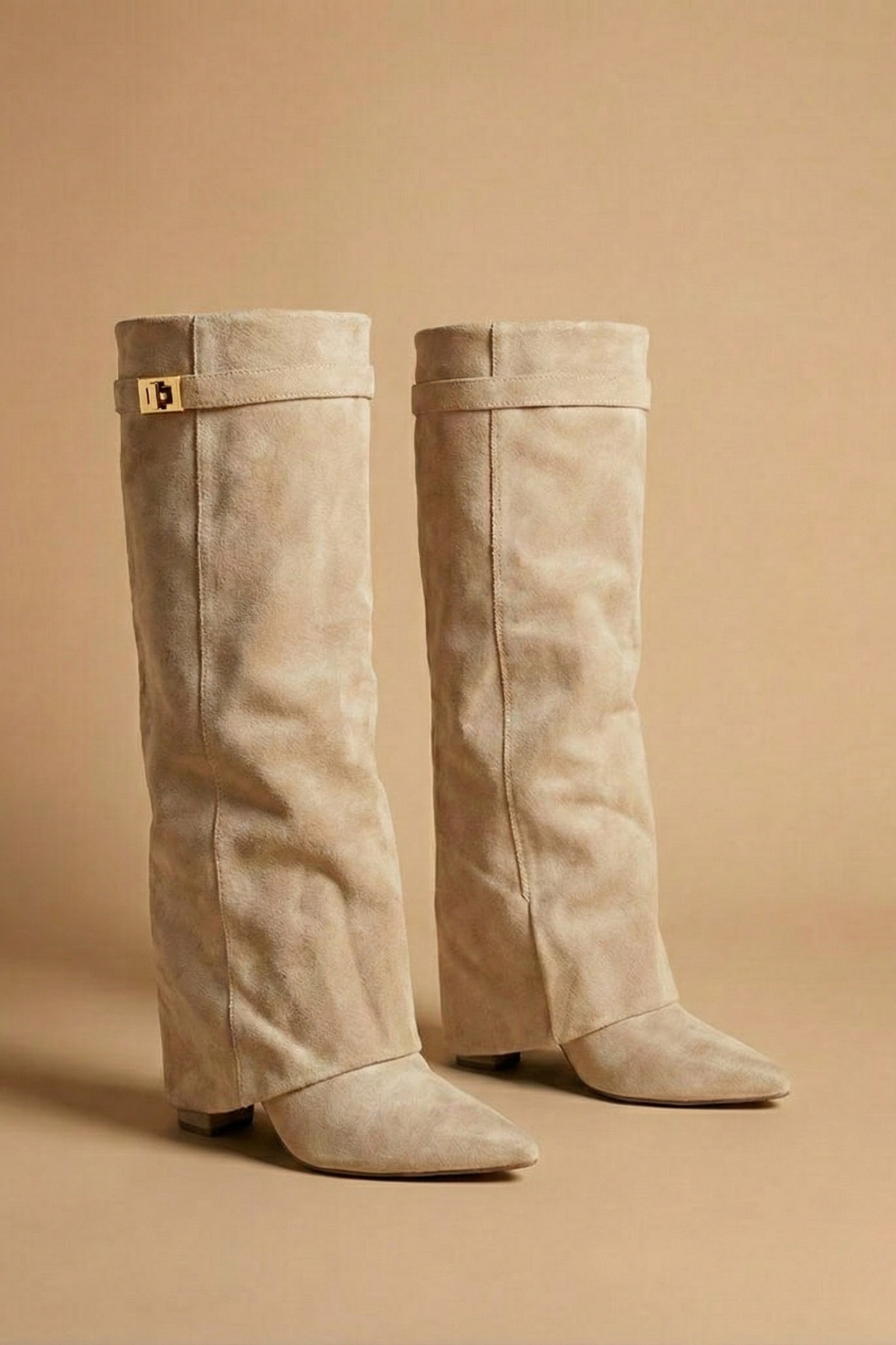 Women’s Faux Leather Knee-High Block Heel Boots –  Wide Shaft Design