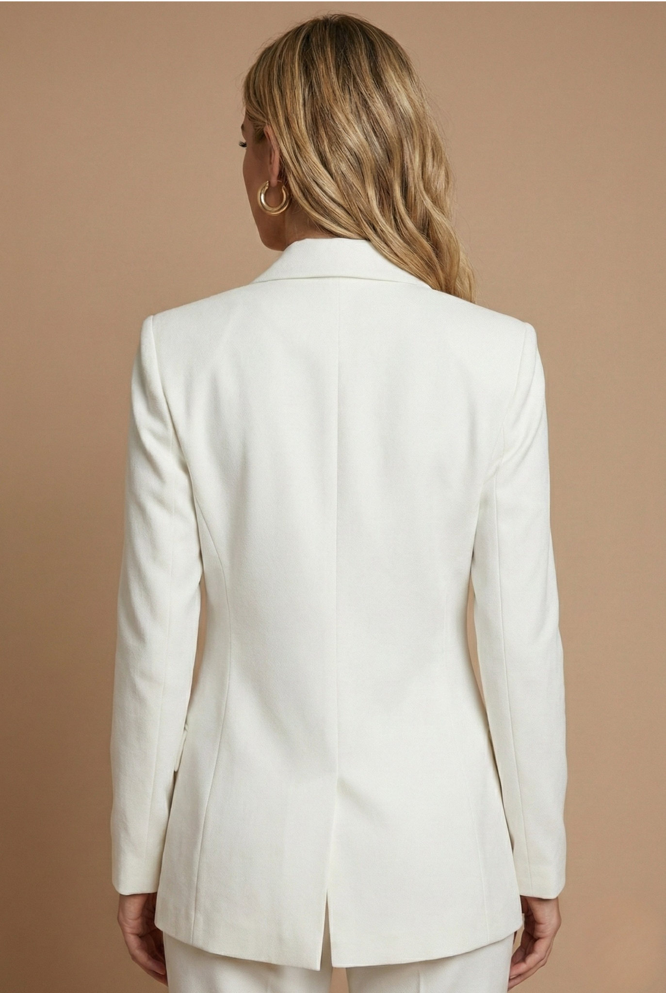 Women’s Tailored Formal Suit Set with Longline Blazer and Flared Pants