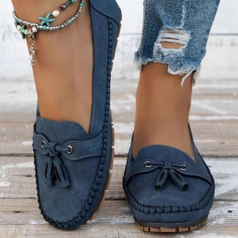 Memory Foam Loafers with Contoured Arch Support and Bow Detail