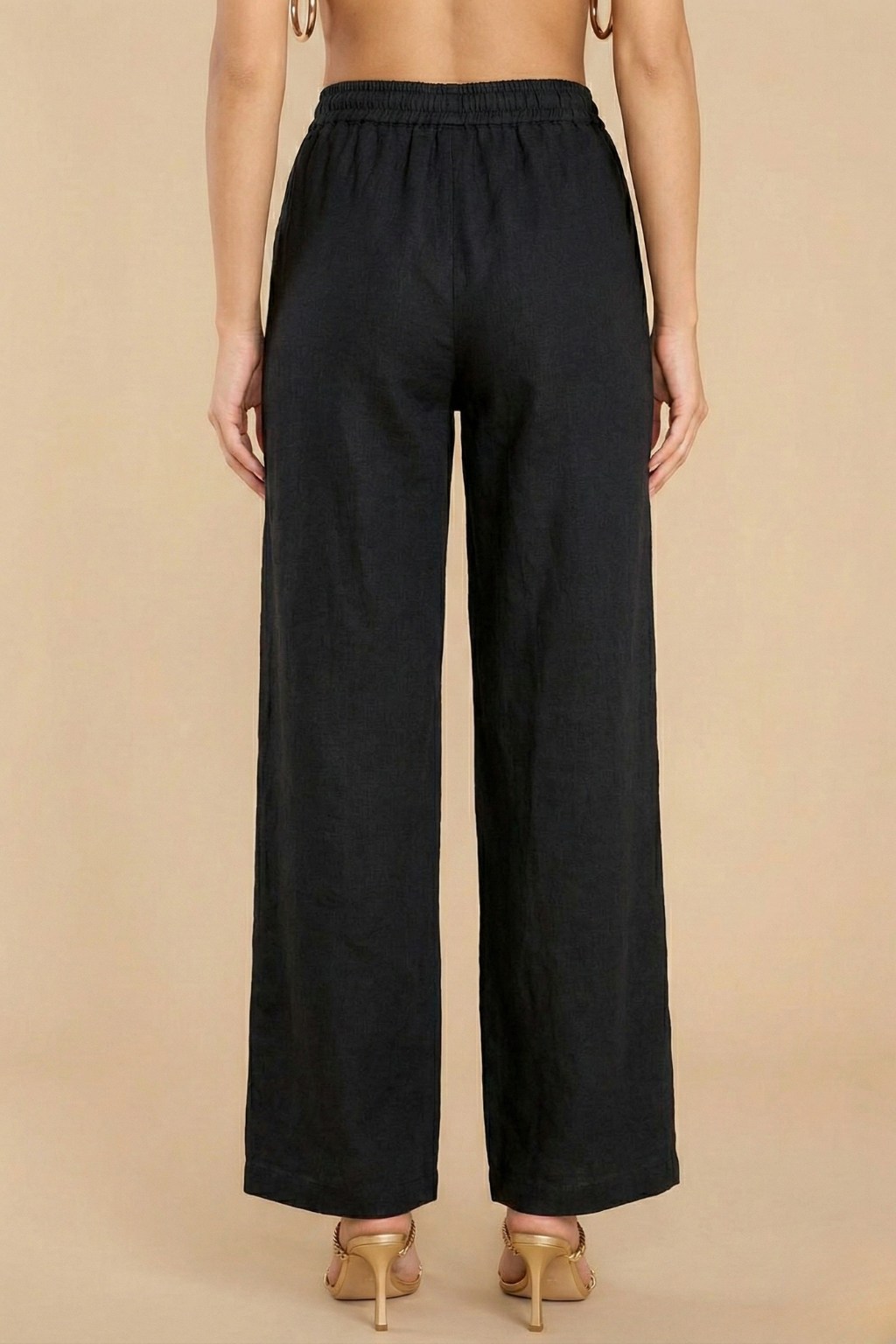 Women’s Casual Loose Fit Wide Leg Summer Trousers with Drawstring Waist