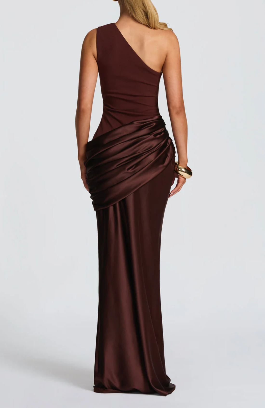 Γυναικείο Μακρύ Φόρεμα με Έναν Ώμο, Δραπέ Φούστα και Εφαρμοστό Μπούστο – Επίσημο Βραδινό Φόρεμα