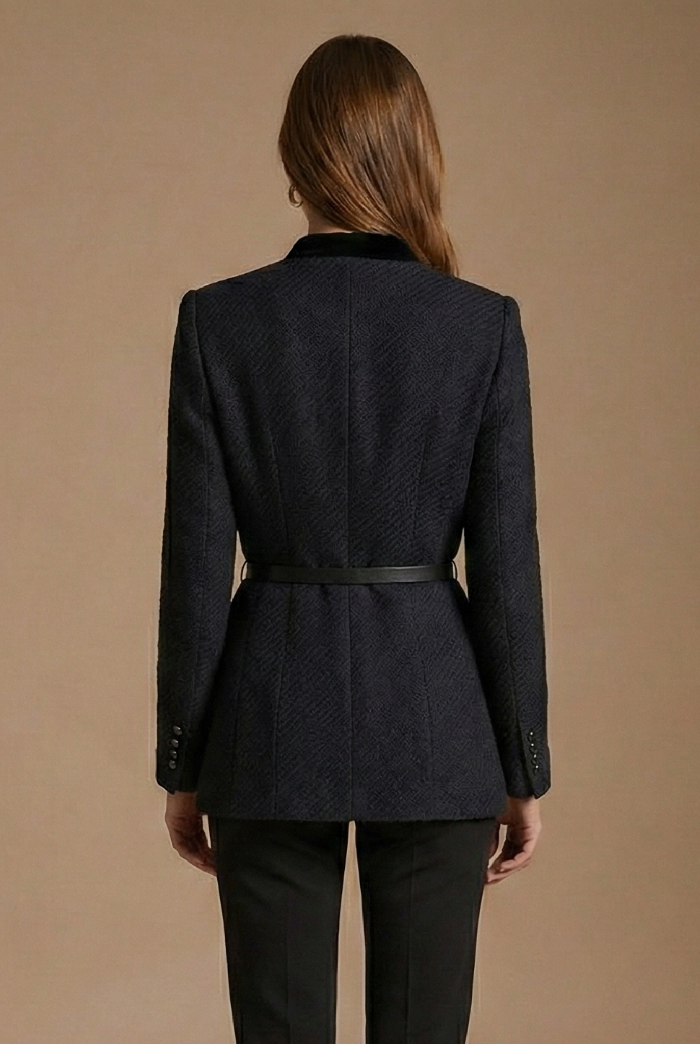 Women’s Tailored Textured Blazer with Contrast Trim