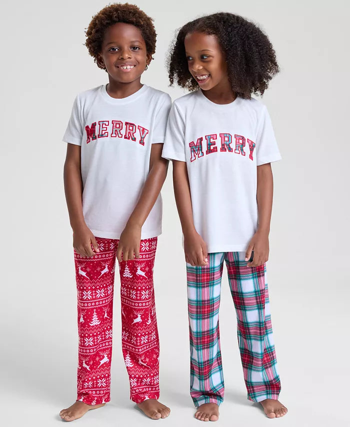 Children Holiday Pajama Pants with Elastic Waist and Ankle Coverage