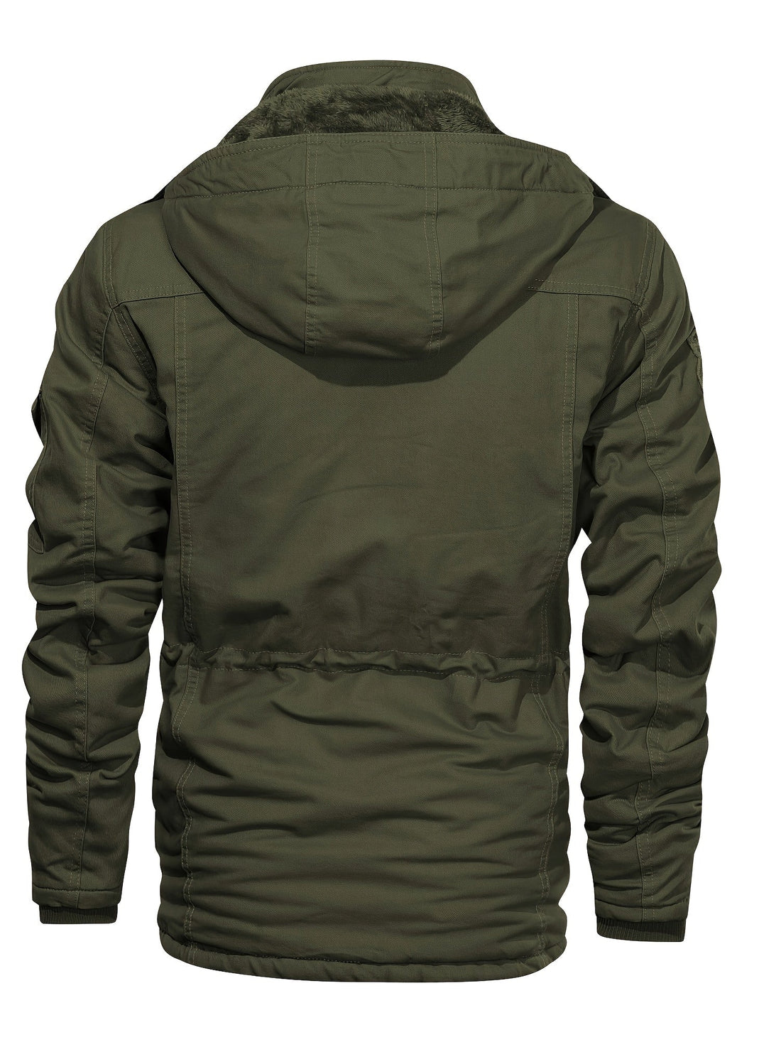 Hooded Jacket with Plush Lining and Adjustable Drawstrings for Cold Weather