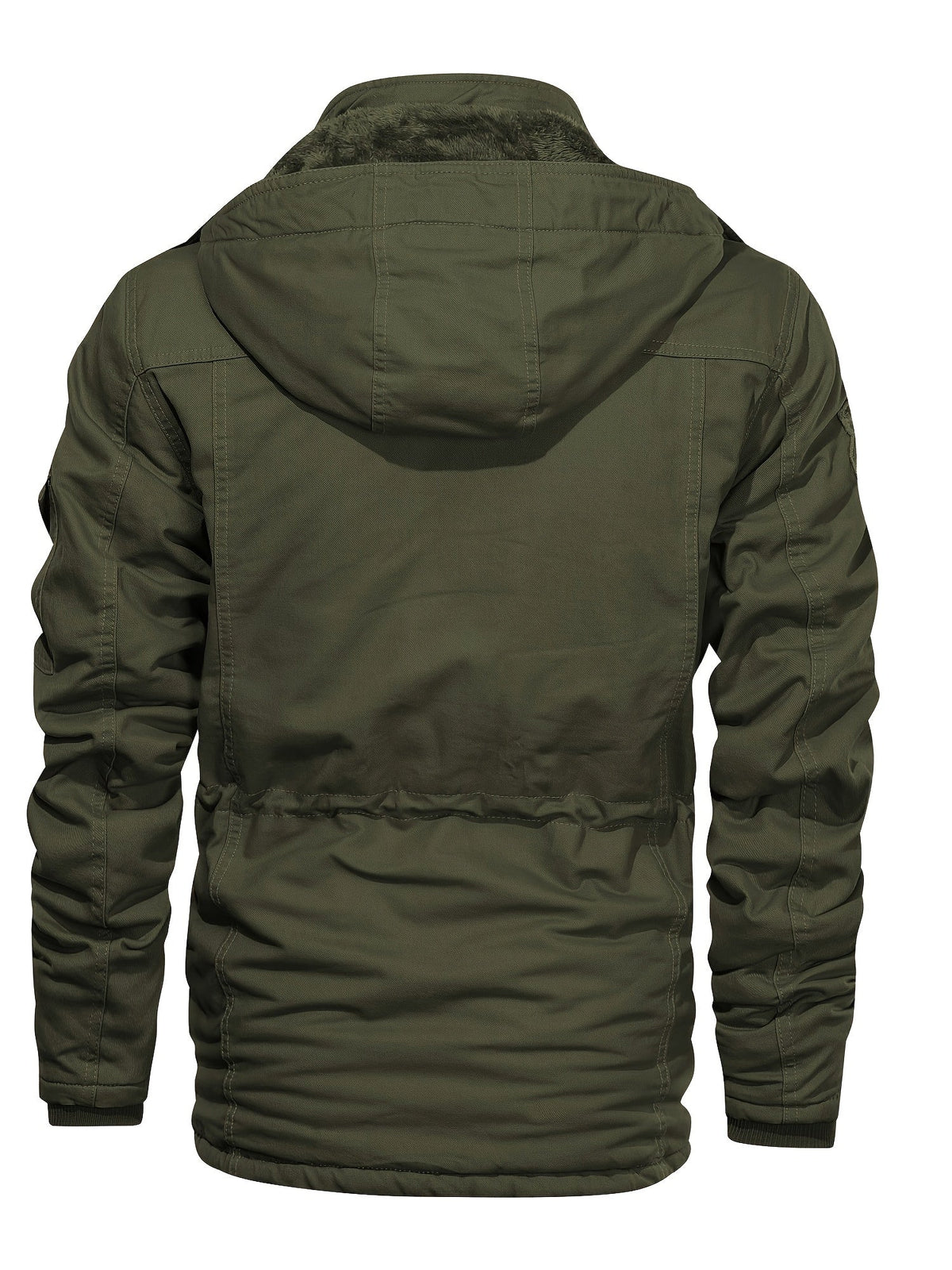 Hooded Jacket with Plush Lining and Adjustable Drawstrings for Cold Weather