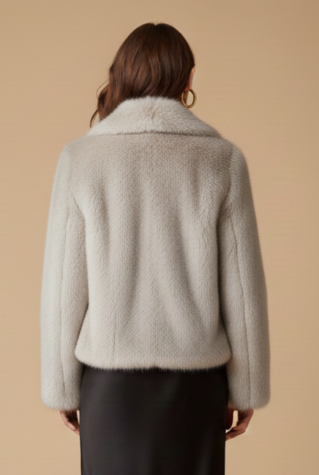 Women’s Short Pile Jacket - Faux Fur - Cropped Length - Long Sleeve - Open Front Design