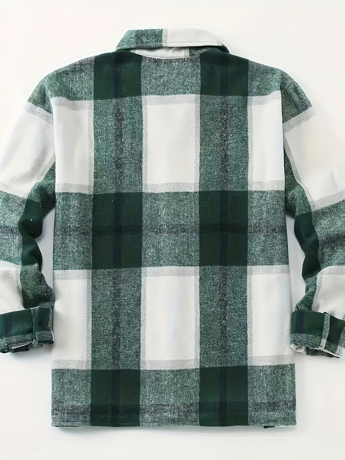 Check Grid Button Front Overshirt with Chest Pockets and Adjustable Cuffs