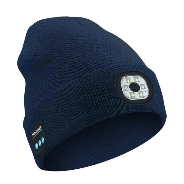 LED Beanie with Bluetooth Speakers and Detachable Light Module