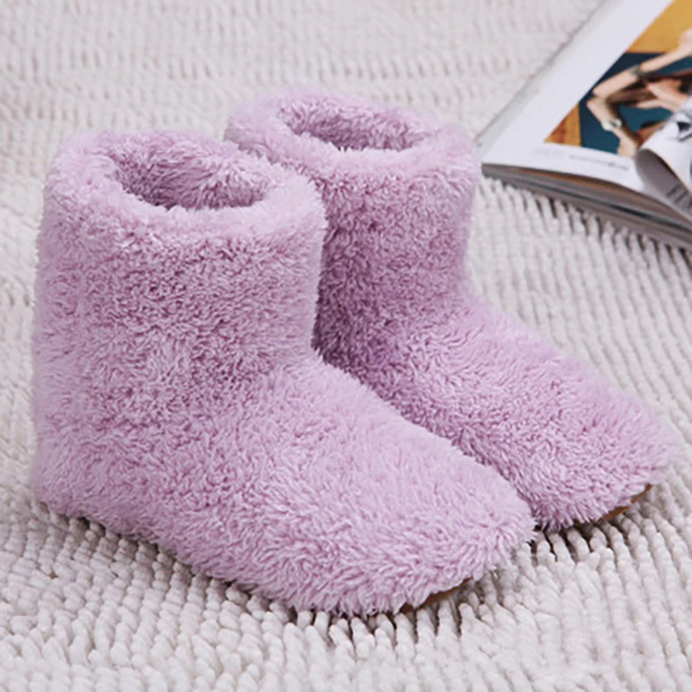 USB Heated Slippers with Plush Lining and Extended Cord for Men and Women