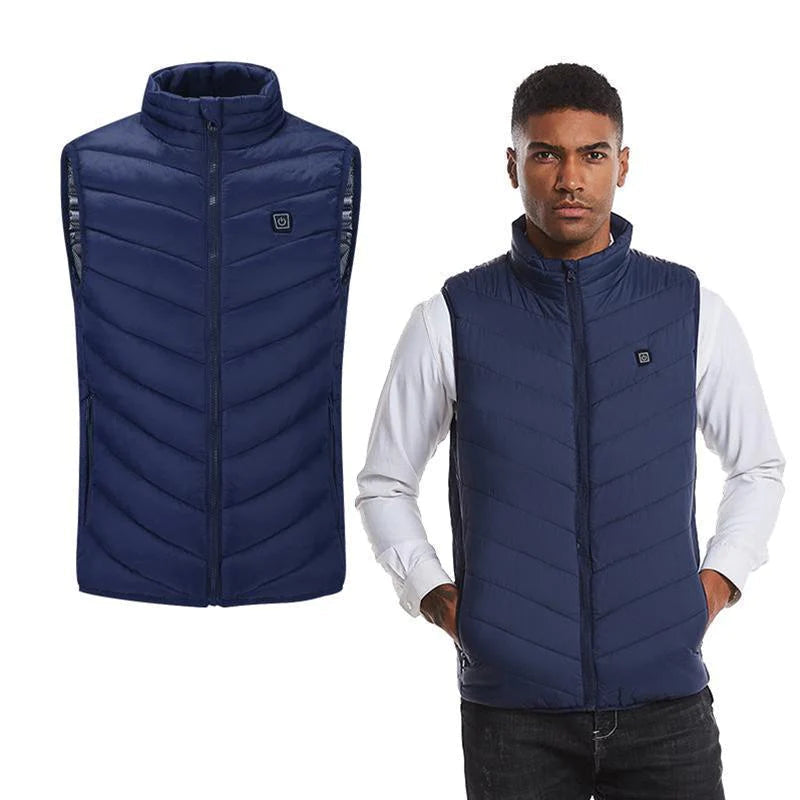Carbon Fiber Heated Vest with 11 Zones and 12-Hour Battery, Windproof Polyester
