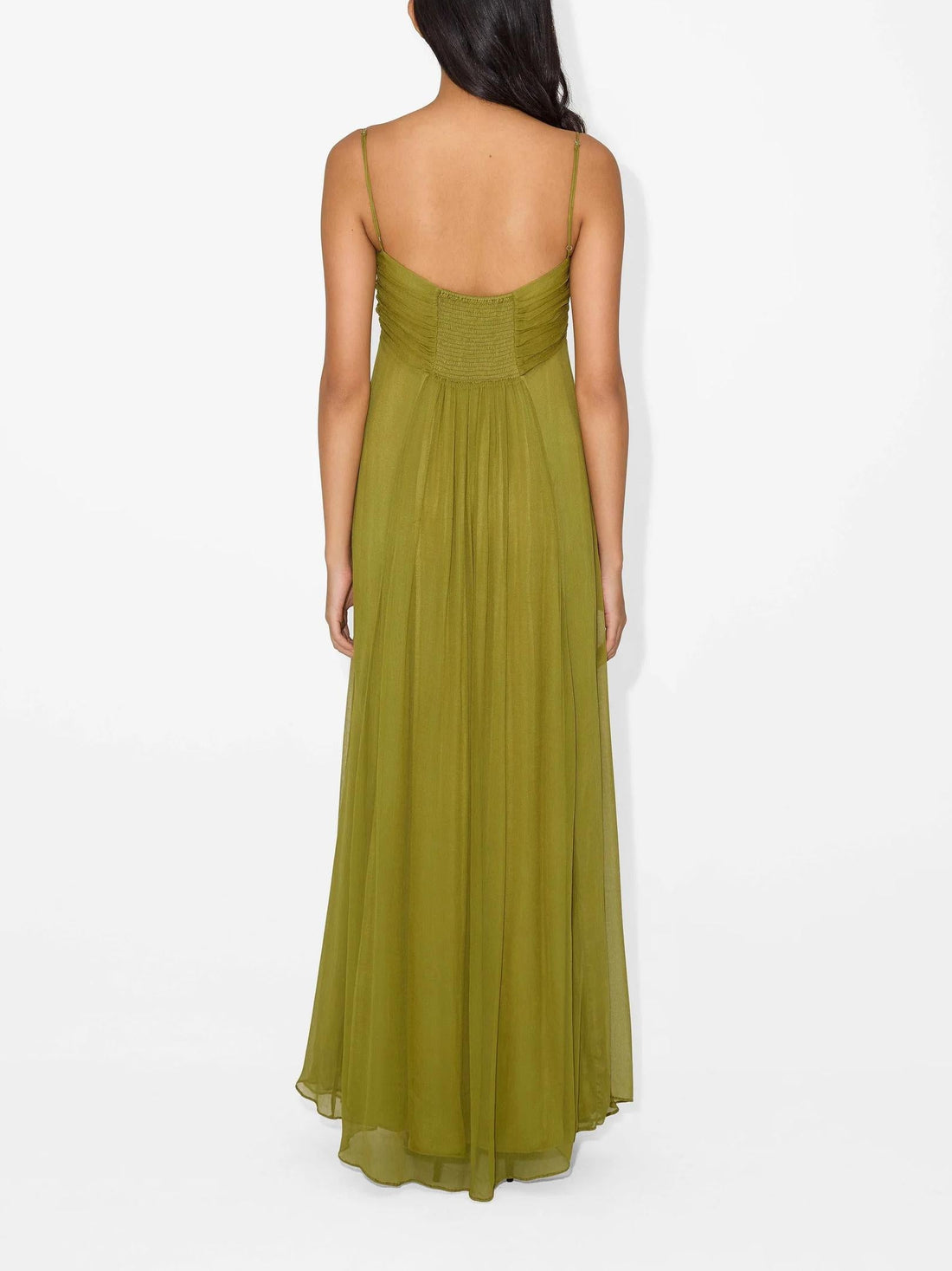 Women's Sleeveless Ruched Bust Keyhole Maxi Dress - Adjustable Straps