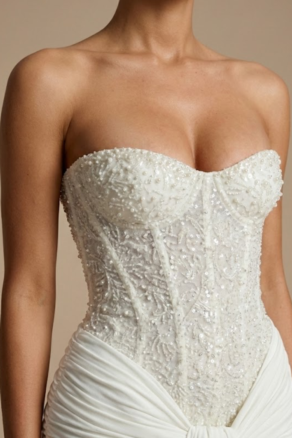 Women’s Strapless Off Shoulder Glitter Maxi Dress with Sculpted Silhouette