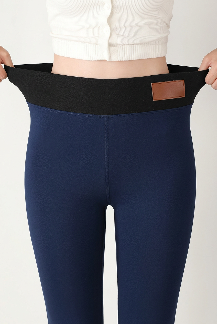 Fleece Lined Leggings with High Rise Waist and Four Way Stretch