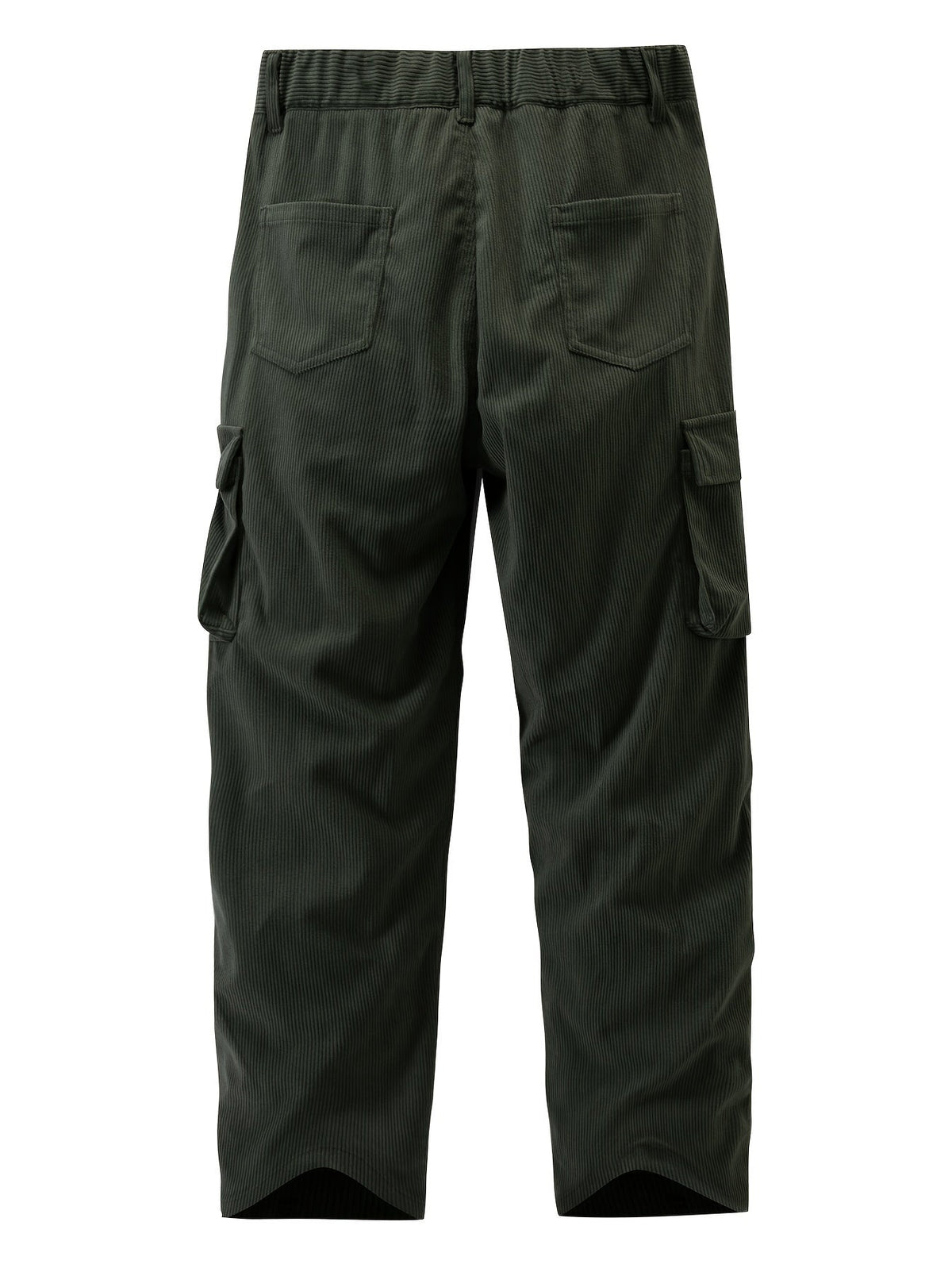 Relaxed Fit Cargo Pants with Deep Pockets and Button Elastic Waist