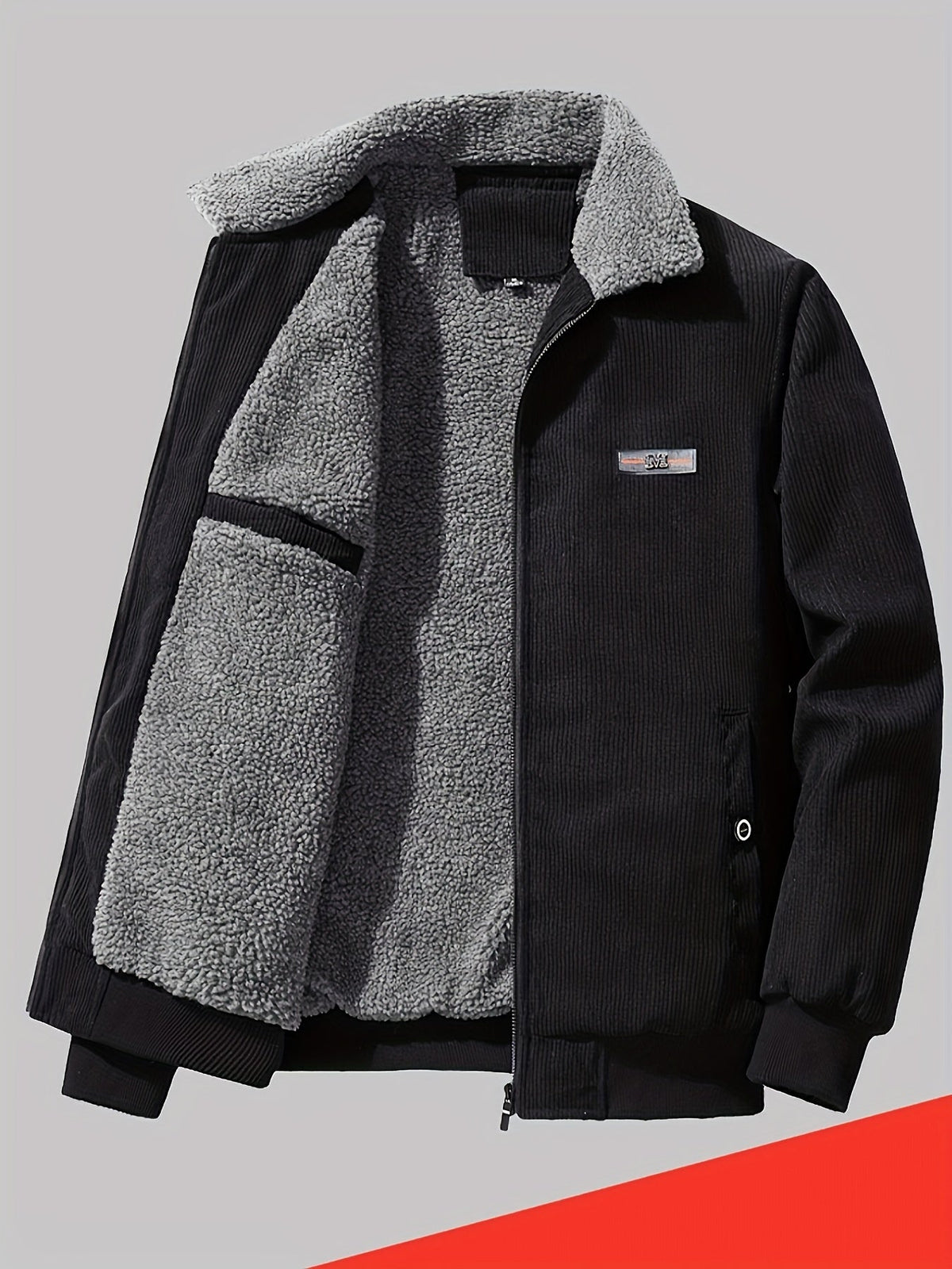 Insulated Winter Jacket with Stand Collar and Plush Lining, Relaxed Fit