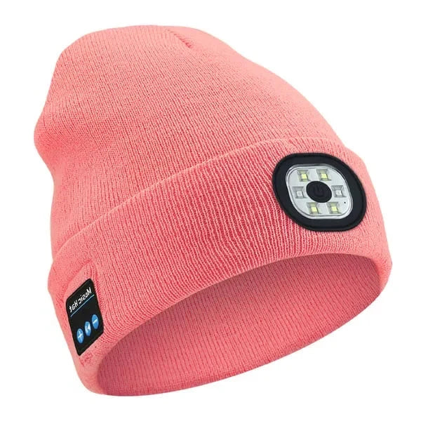 LED Beanie with Bluetooth Speakers and Detachable Light Module
